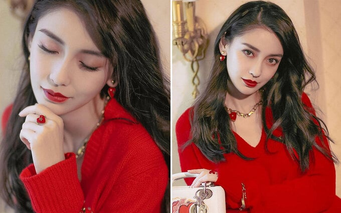 Học Angelababy cách tô son đỏ sang đẹp, khí chất cho mùa lễ hội