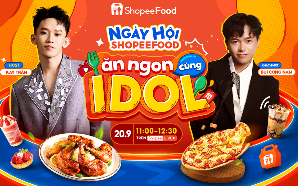 Trước thềm công diễn, bộ đôi anh tài Kay Trần - Bùi Công Nam “đánh lẻ” livestream mukbang phá đảo ShopeeFood